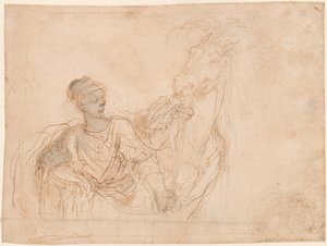 Figure menant un cheval