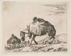 Frontispice pour Diversi Animali: Cheval de bât - Stefano della Bella