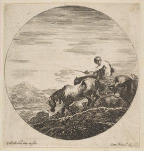 Berger à cheval conduisant des animaux, de Six sujets d