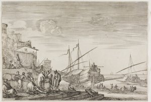 Vues du port de Livourne : Maisons surplombant un port