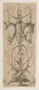 Trophée de chasse avec têtes de cerf en bas, vers 1653 - Stefano della Bella