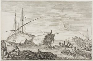 La galère dont le pont est couvert de voiles - Stefano della Bella