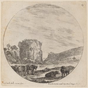 Paysage avec des ruines antiques - Stefano della Bella