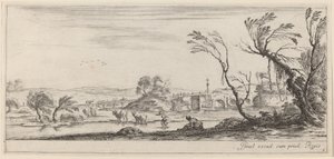 Paysage avec paysan se préparant à traverser un ruisseau, en ou avant 1647