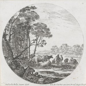 Paysage avec troupeau et chapiteau corinthien - Stefano della Bella