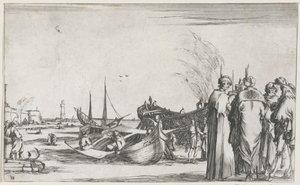 Hommes en conversation sur un quai (Représentations maritimes) - Stefano della Bella