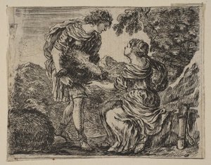 Méléagre et Atalante, du Jeu de la Mythologie - Stefano della Bella