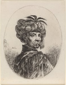 Maure avec un turban orné de cinq plumes - Stefano della Bella
