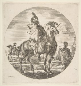 Cavalier maure de profil face à droite, un esclave noir tenant une fourrure à droite, un autre..., ca. 1651