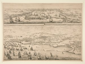 Plan du siège de La Rochelle, en 1628 - Stefano della Bella