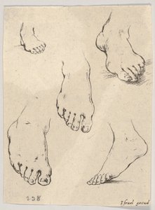Planche 7 : Cinq pieds, du Livre pour apprendre à dessiner - Stefano della Bella