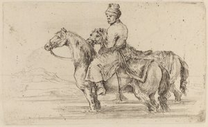 Serviteur polonais avec deux chevaux - Stefano della Bella