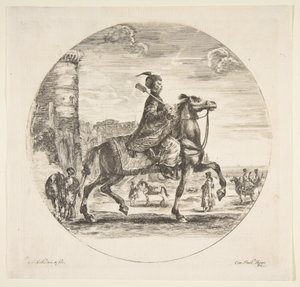 Cavalier polonais de profil face à droite, une tour et d