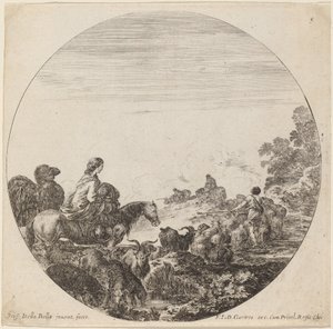 Bergers et troupeau avec femme et chameau - Stefano della Bella