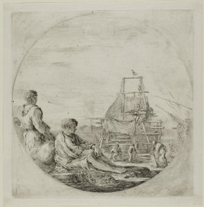 Chantier naval avec deux marins - Stefano della Bella