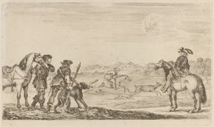 Petit cerf chassé par un cavalier - Stefano della Bella