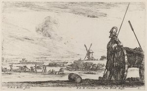 Soldat en armure et un canon - Stefano della Bella
