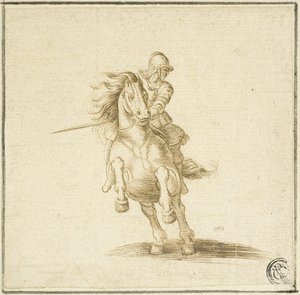 Soldat sur un cheval au galop - Stefano della Bella