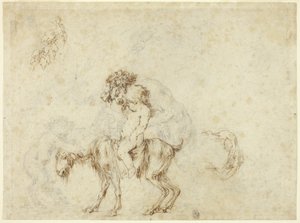 Étude pour une famille de satyres marchant (recto); Esquisses de cinq vases décoratifs (verso) - Stefano della Bella