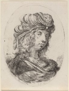 Sultane avec un turban rayé, tournée vers la droite - Stefano della Bella