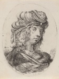 Sultane avec un turban rayé, tournée vers la droite - Stefano della Bella