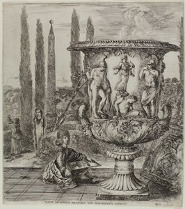 Le Vase Médicis, planche une de Les Six Grandes Vues de Rome et de la Campagne - Stefano della Bella