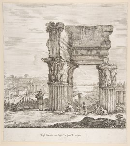 Le Temple de Vespasien et le Forum Romain, de Six grandes vues, quatre de Rome