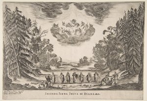 Le Mariage des Dieux : Deuxième scène, Diane, 1637 - Stefano della Bella