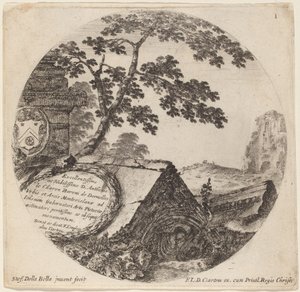 Page de titre pour "Paysages et ruines de Rome" - Stefano della Bella