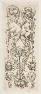 Deux têtes de chameaux face à face avec des corps se terminant en ornement, vers 1653 - Stefano della Bella