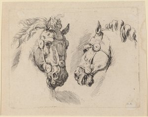 Deux têtes de cheval, probablement 1649 - Stefano della Bella