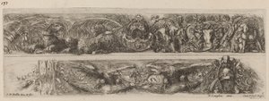 Deux bandes ornementales avec léopards et aigles enchaînés, probablement 1648 - Stefano della Bella