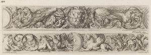 Deux bandes ornementales avec tête de lion et femme, probablement 1648 - Stefano della Bella