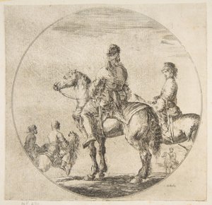 Deux cavaliers polonais avec leurs chevaux tournés vers la gauche, des Figures à cheval, vers 1651