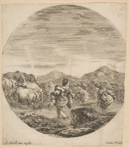 Deux femmes traversant un ruisseau, vers 1646 - Stefano della Bella