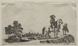 Diverses figures et paysages : Un cavalier perdu demandant son chemin - Stefano della Bella