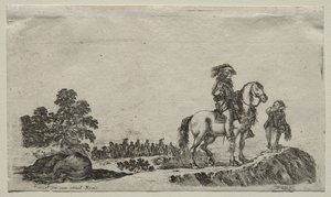 Diverses figures et paysages: un cavalier perdu demandant son chemin - Stefano della Bella