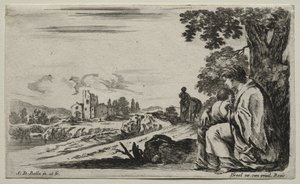 Diverses figures et paysages : une pauvre nourrice assise sous un arbre