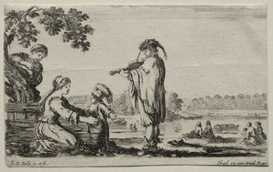 Diverses figures et paysages : Un joueur de violon - Stefano della Bella