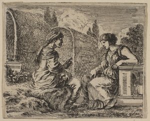 Vertumne et Pomone, du Jeu de la Mythologie - Stefano della Bella
