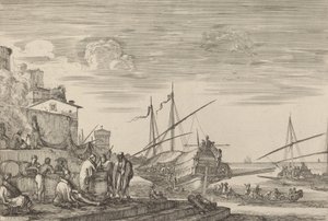 Vue de plusieurs maisons face au port, probablement vers 1654-1655 - Stefano della Bella