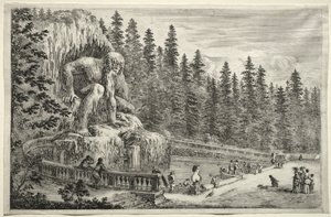 Vues de la Villa de Pratolino : Statue colossale des Apennins - Stefano della Bella