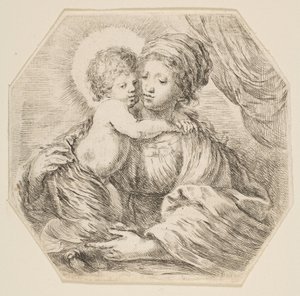 Vierge et Enfant Jésus, une composition octogonale - Stefano della Bella