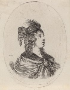 Femme en turban à plumes, tournée vers la droite, 1649-1650