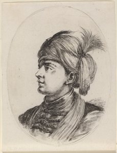 Jeune Maure avec un Turban à Plumes, Tourné vers la Gauche - Stefano della Bella