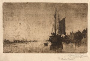 Scène de rivière avec navire