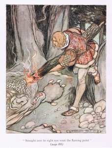 Directement dans son œil droit est allé la pointe flamboyante (lithographie en couleur) - Stephen Reid
