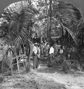 Écoliers de la mission baptiste américaine, Rangoon, Birmanie, 1908 - Stereo Travel Co