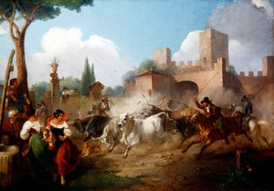 Buttari conduisant des bœufs romains