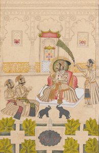 Maharana Amar Singh II montre deux éléphants en argent - Stipple Master